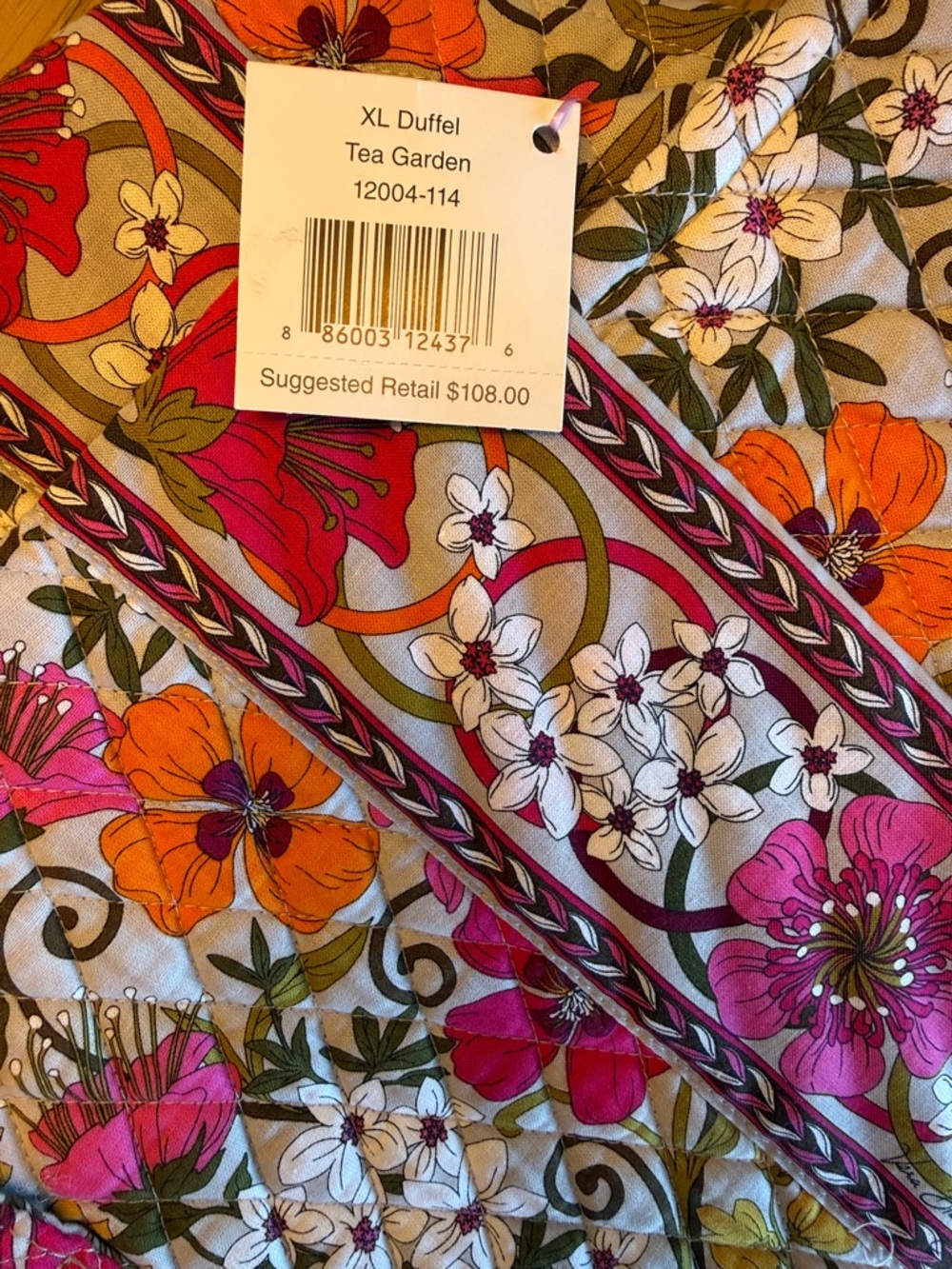 New Retired Vera Bradley Tea Garden Quilted Floral Tote Bag - Picture 3 of 8